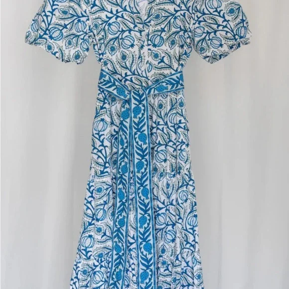 Erica Wilson Nantucket XS Pomegranate Print Maxi or Midi Long Dress - Picture 6 of 11